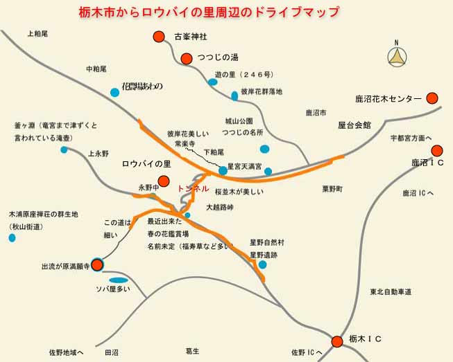 栃木ＩＣから鹿沼市までの地図
