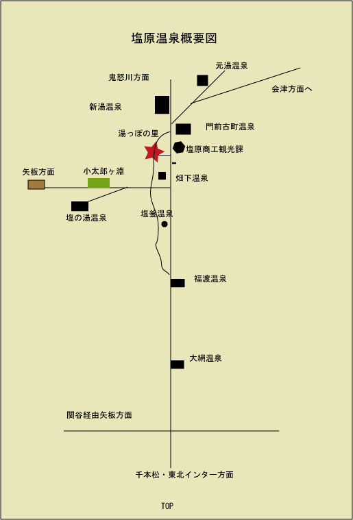 塩原大網温泉の地図
